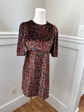 Zara Floral Mini dress Red Black Short Sleeve A-Line XS